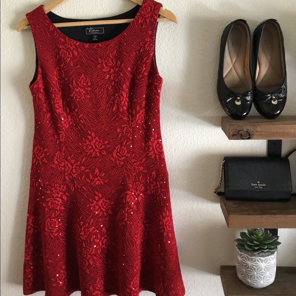 Dress Barn red drop waist flippy dress